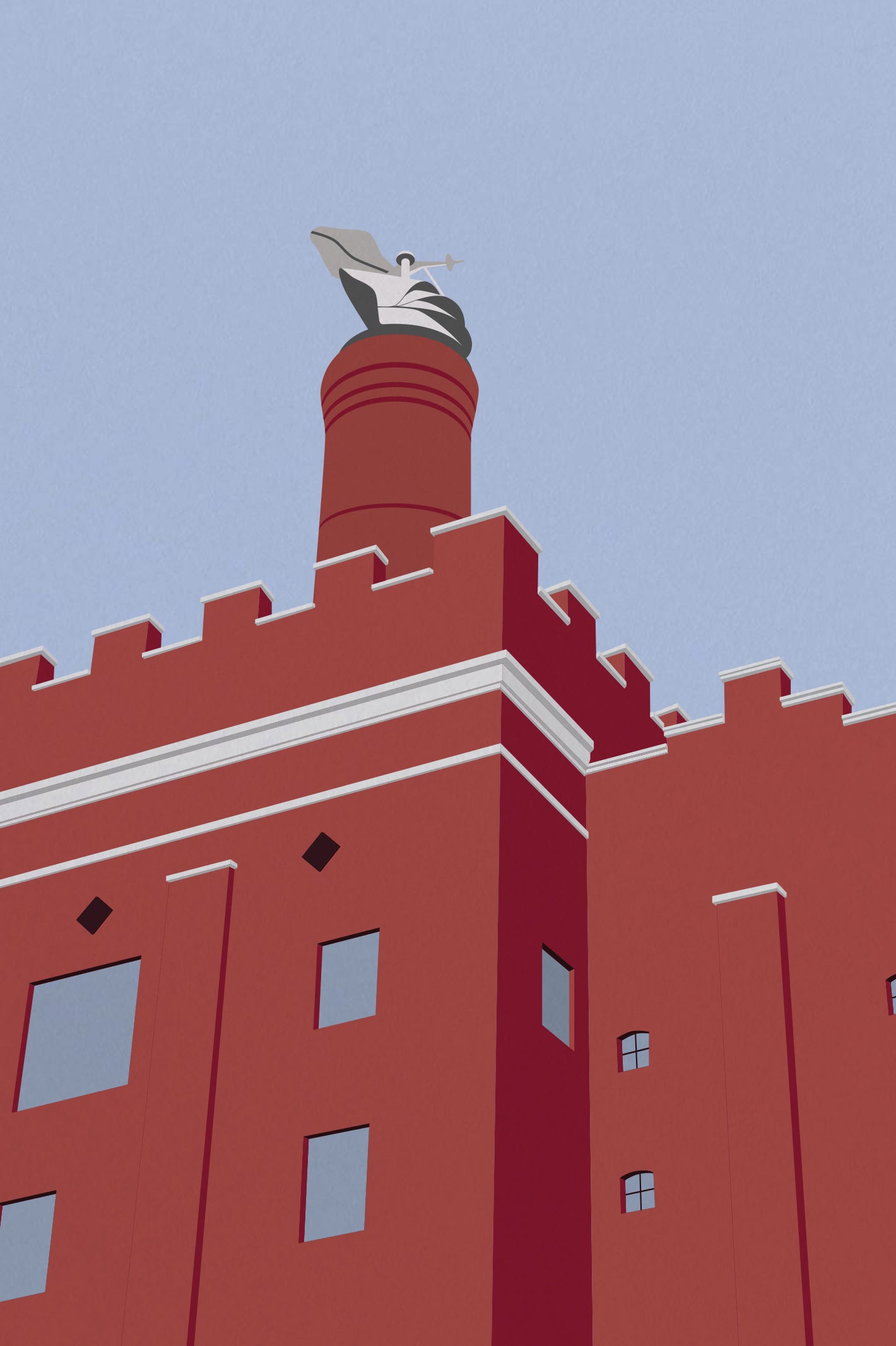 Plakat - "Maltfabrikkens vestfacade" af Ida Mahler