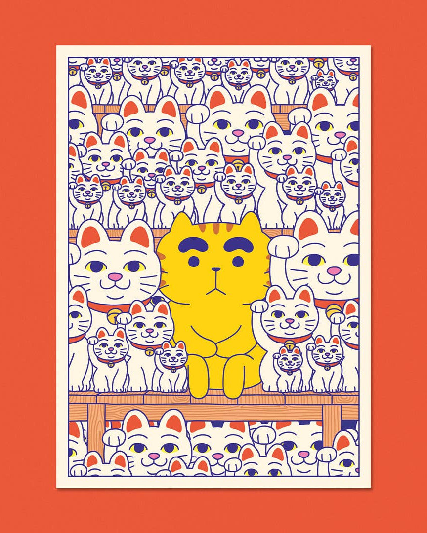 Postkort, A6 - Maneki-neko