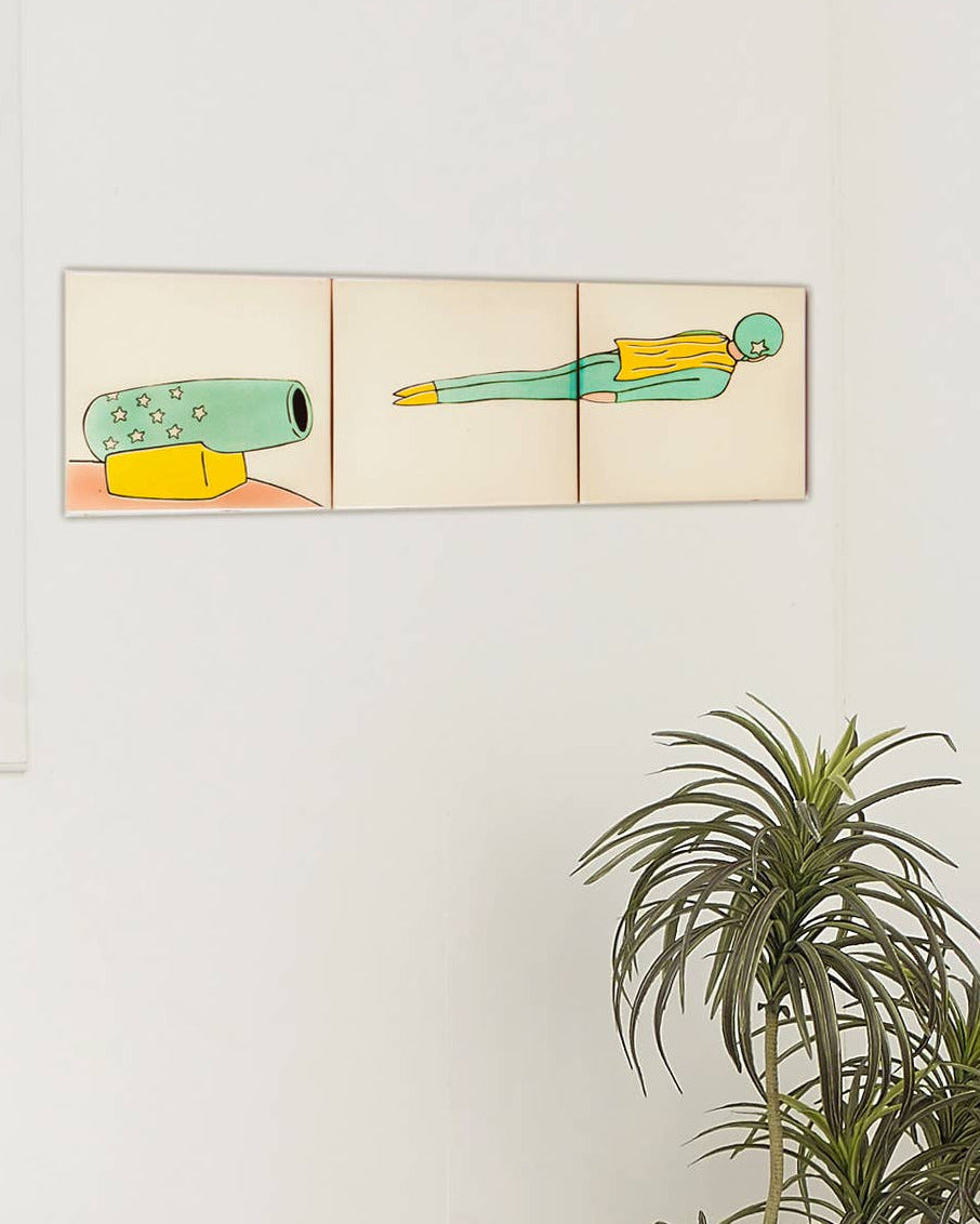 Bullet man - vægudsmykning med tre keramiske fliser