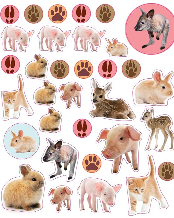 Genanvendelige stickers - dyreunger